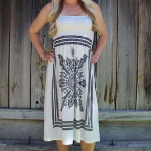 White and Black Strappy Long Dress Size Medium